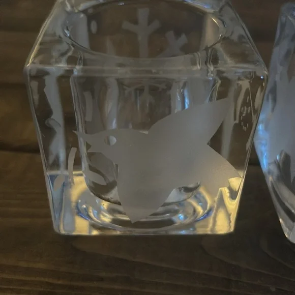 PartyLite etched glass Christmas votive candle holders - Picture 2 of 4